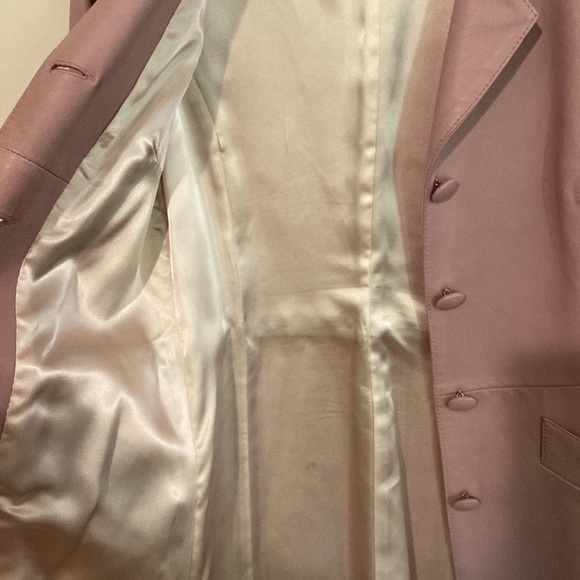 Women long lavender leather jacket size xs - Picture 3 of 7